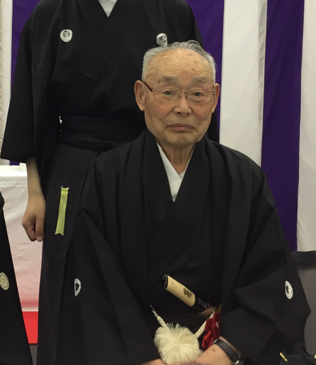Kato Sensei in traditional Japanese formal attire at a Zen Nippon Iaido Renmei Taikai.